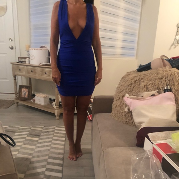 Blue Deep V Dress - Picture 2 of 2